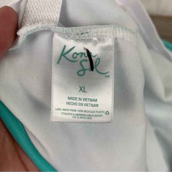 Target Kona Sol Teal&White Stripe V Neck One Piece Swimsuit Sz.XL NWOT - Picture 8 of 16